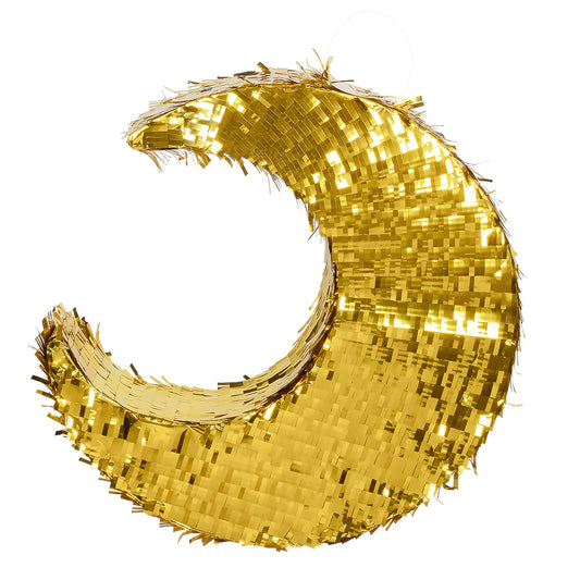 Goldene Mond-Piñata mit metallic-finish, ideal für Eid Mubarak Feierlichkeiten.