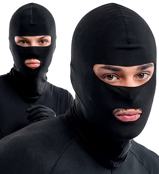 Schwarze Sturmhaube als Kostümzubehör für Fasnacht und Karneval
