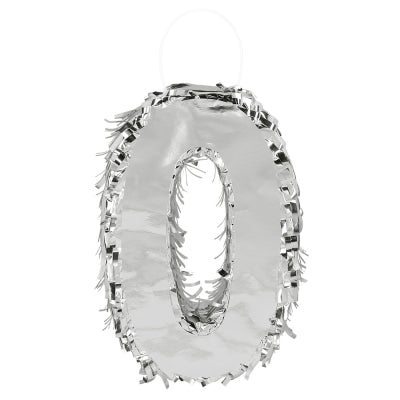 Boland Piñata Zahl 0 Silber Metallic – Geburtstag Deko 25x16cm