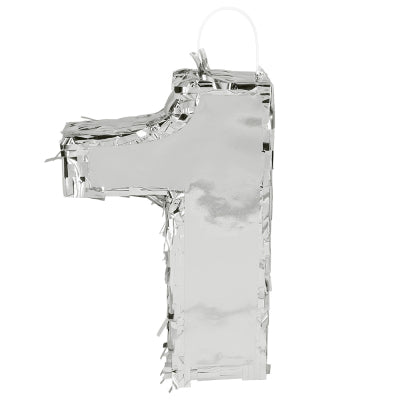 Boland Piñata Zahl 1 Silber – Kompakte 25cm Metallic-Folie