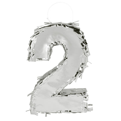 Boland Piñata Zahl 2 Silber – 25cm Geburtstag & Jubiläum Deko