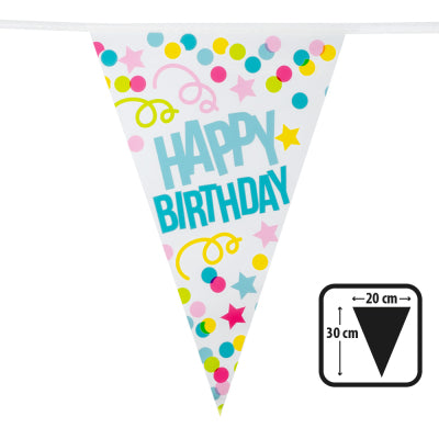 Boland Dekoration Happy Birthday Wimpelkette aus Polyester 6 m bunt