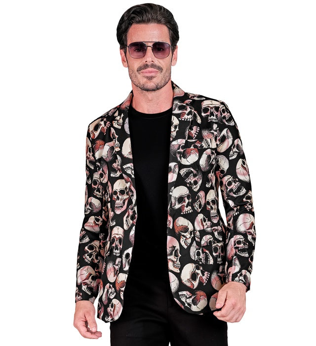 Totenköpfe Party Fashion Jackett mit auffälligem Totenkopf-Motiv für Halloween und Fasnacht