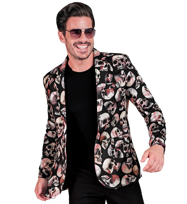 Totenköpfe Party Fashion Jackett mit auffälligem Totenkopf-Motiv für Halloween und Fasnacht