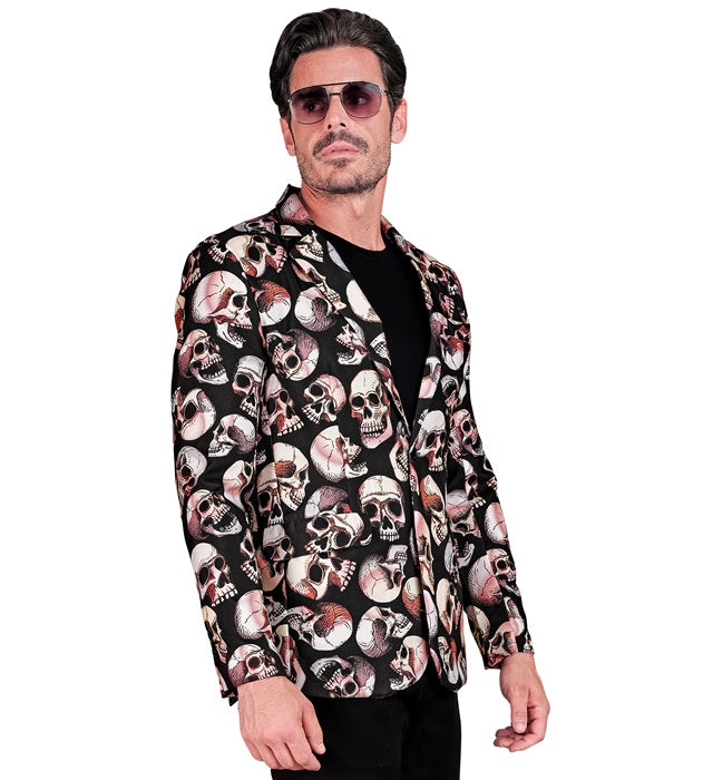 Totenköpfe Party Fashion Jackett mit auffälligem Totenkopf-Motiv für Halloween und Fasnacht