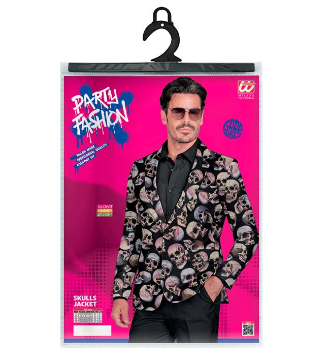Totenköpfe Party Fashion Jackett mit auffälligem Totenkopf-Motiv für Halloween und Fasnacht