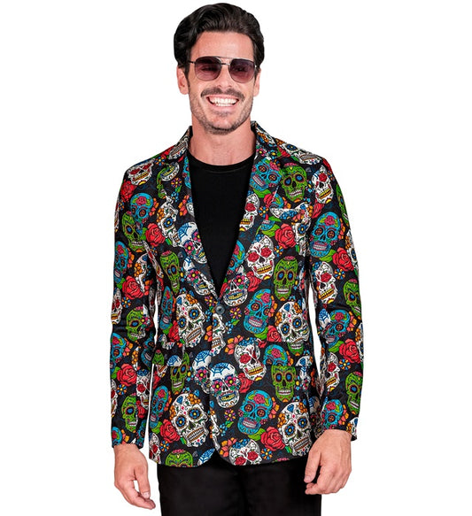 Dia de los Muertos Party Jackett mit farbenfrohem Totenkopf-Design