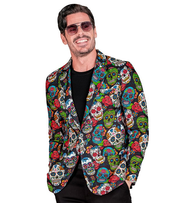 Dia de los Muertos Party Jackett mit farbenfrohem Totenkopf-Design