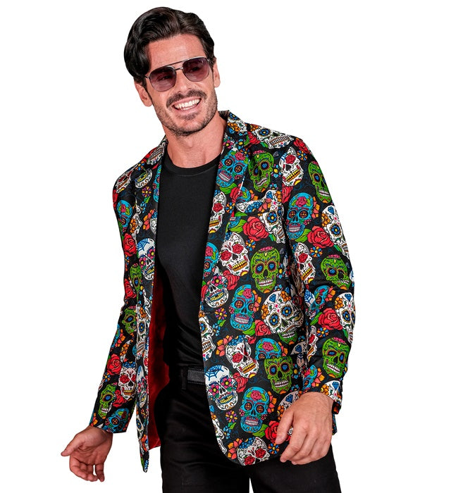 Dia de los Muertos Party Jackett mit farbenfrohem Totenkopf-Design