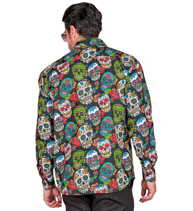 Dia de los Muertos Party Hemd mit farbigem Totenkopf-Motiv