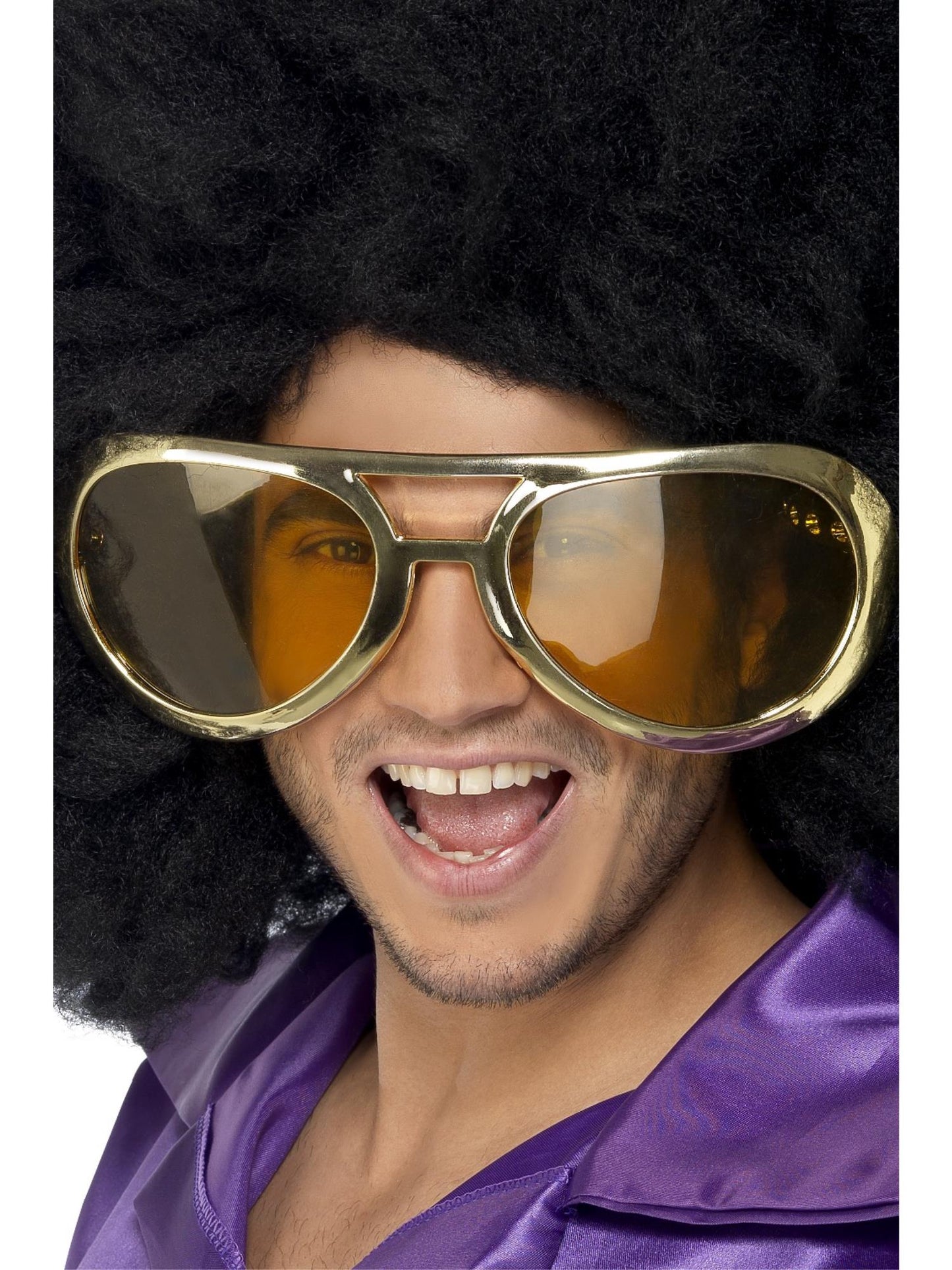 Smiffys 1970SDISCO Giant Seventies Rock Specs, Gold AC für Unisex