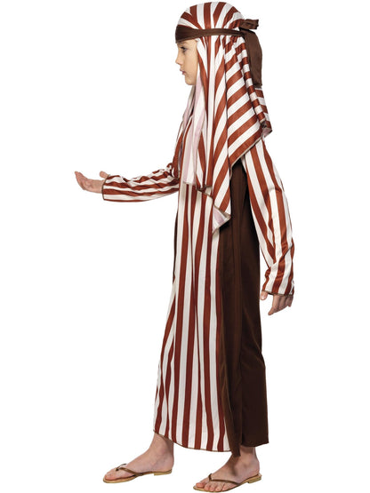 Smiffys NATIVITY Hirtenkostüm braun für Kinder mit Robe und Kopfbedeckung – Seitenansicht