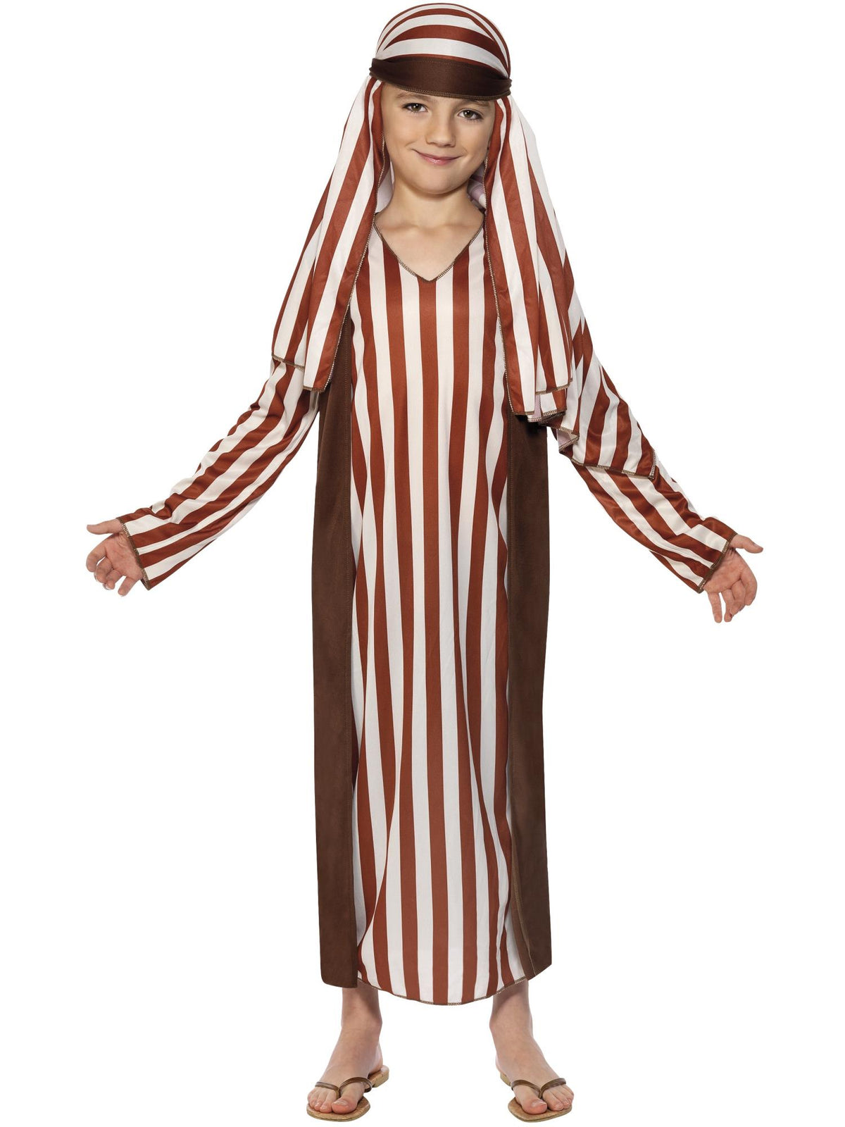 Smiffys NATIVITY Hirtenkostüm braun für Kinder mit Robe und Kopfbedeckung – Produktansicht