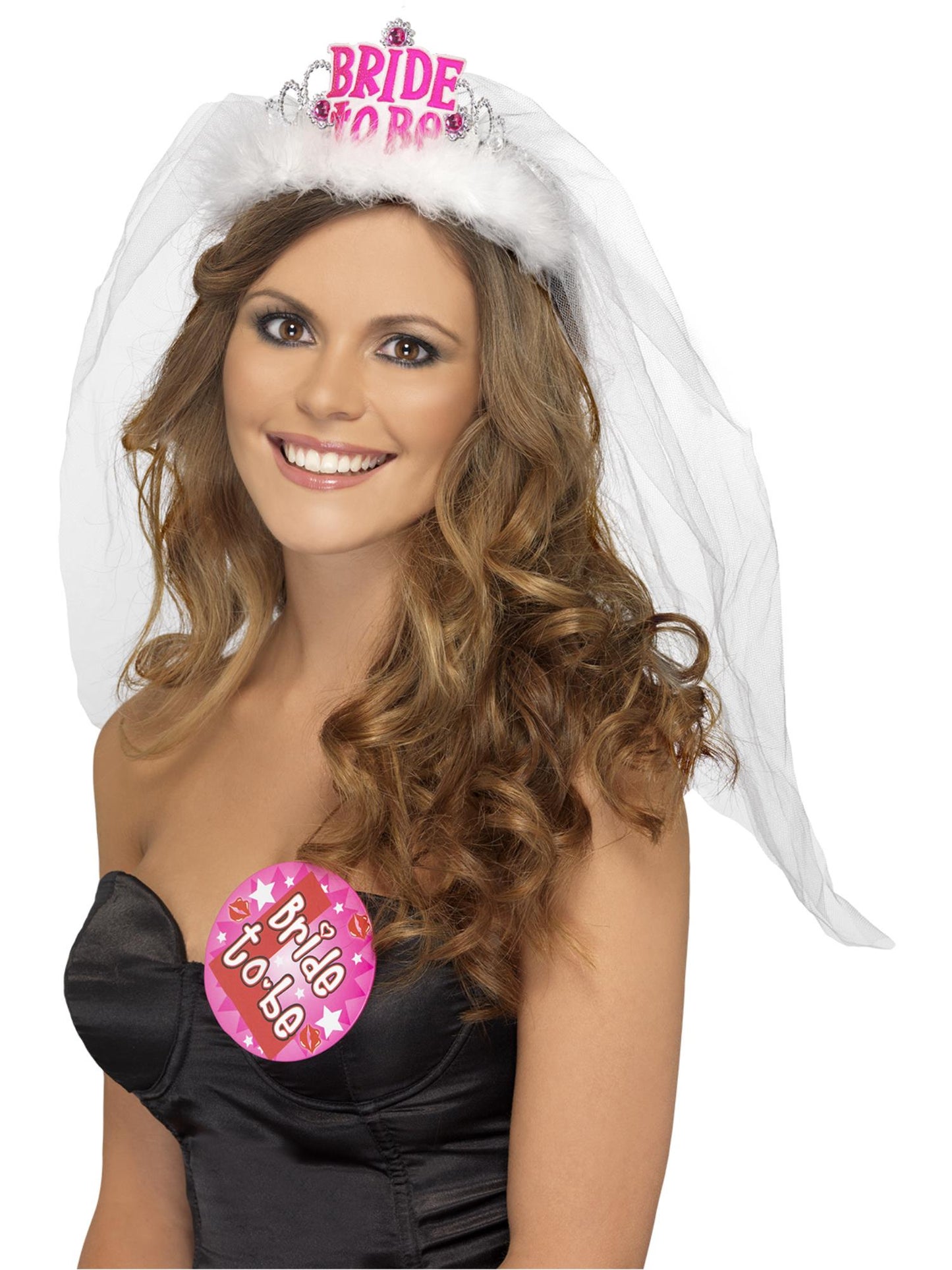 Smiffys Bride to Be Tiara with Veil, White HA für Damen