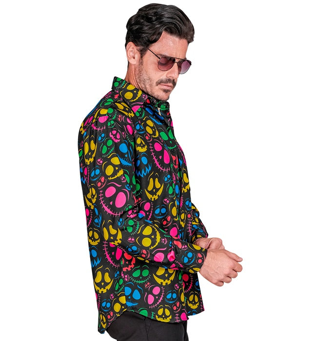Neon Gespenster Hemd mit leuchtendem Design für Halloween und Fasnacht