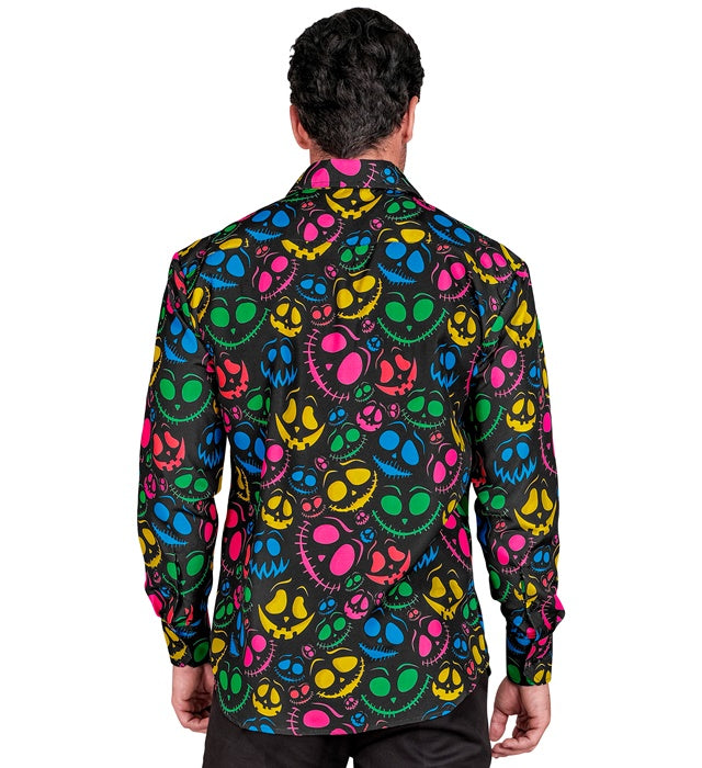 Neon Gespenster Hemd mit leuchtendem Design für Halloween und Fasnacht