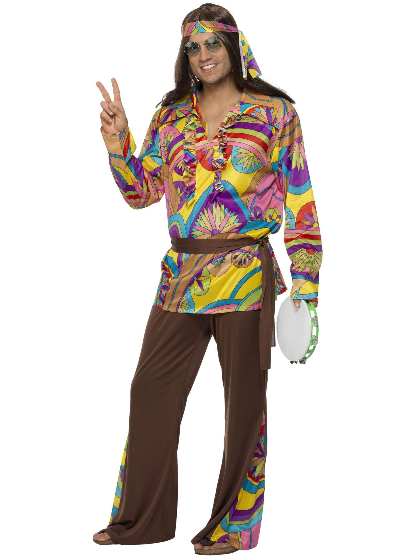 Smiffys Psychedelic Hippie Man Costume, Multi-Coloured CS für Herren