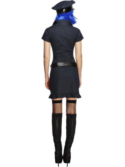 Smiffys COPS&ROBS Cop Kostüm Damen schwarz mit Kleid Krawatte Hut und Gürtel – Detailansicht