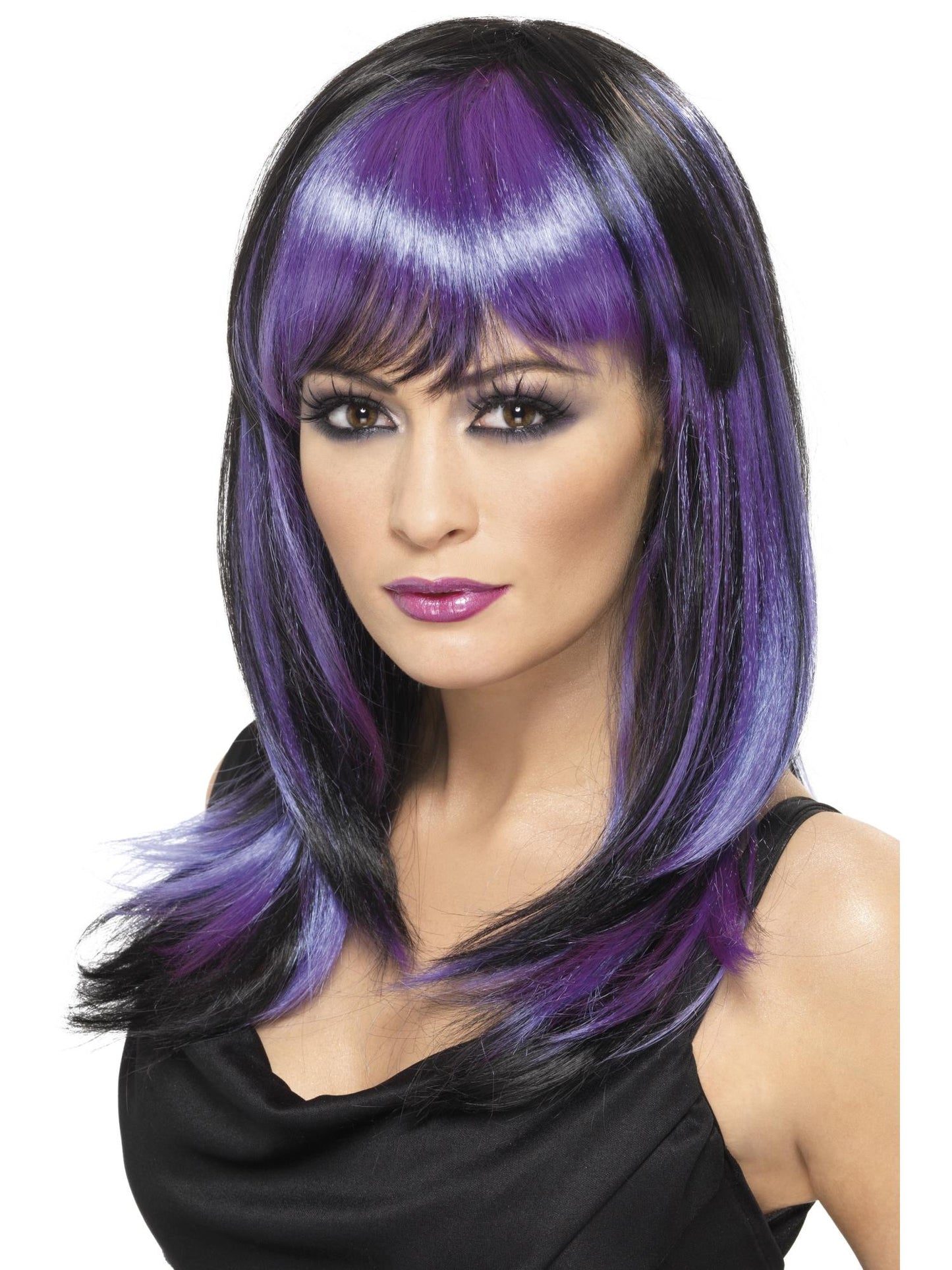 Smiffys Glamour Witch Wig, Black für Damen