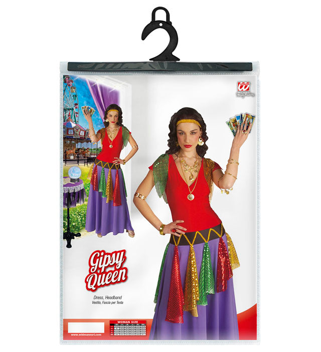 Wahrsager Königin Stretchkleid mit Stirnband in elegantem Design für Fasnacht und Karneval