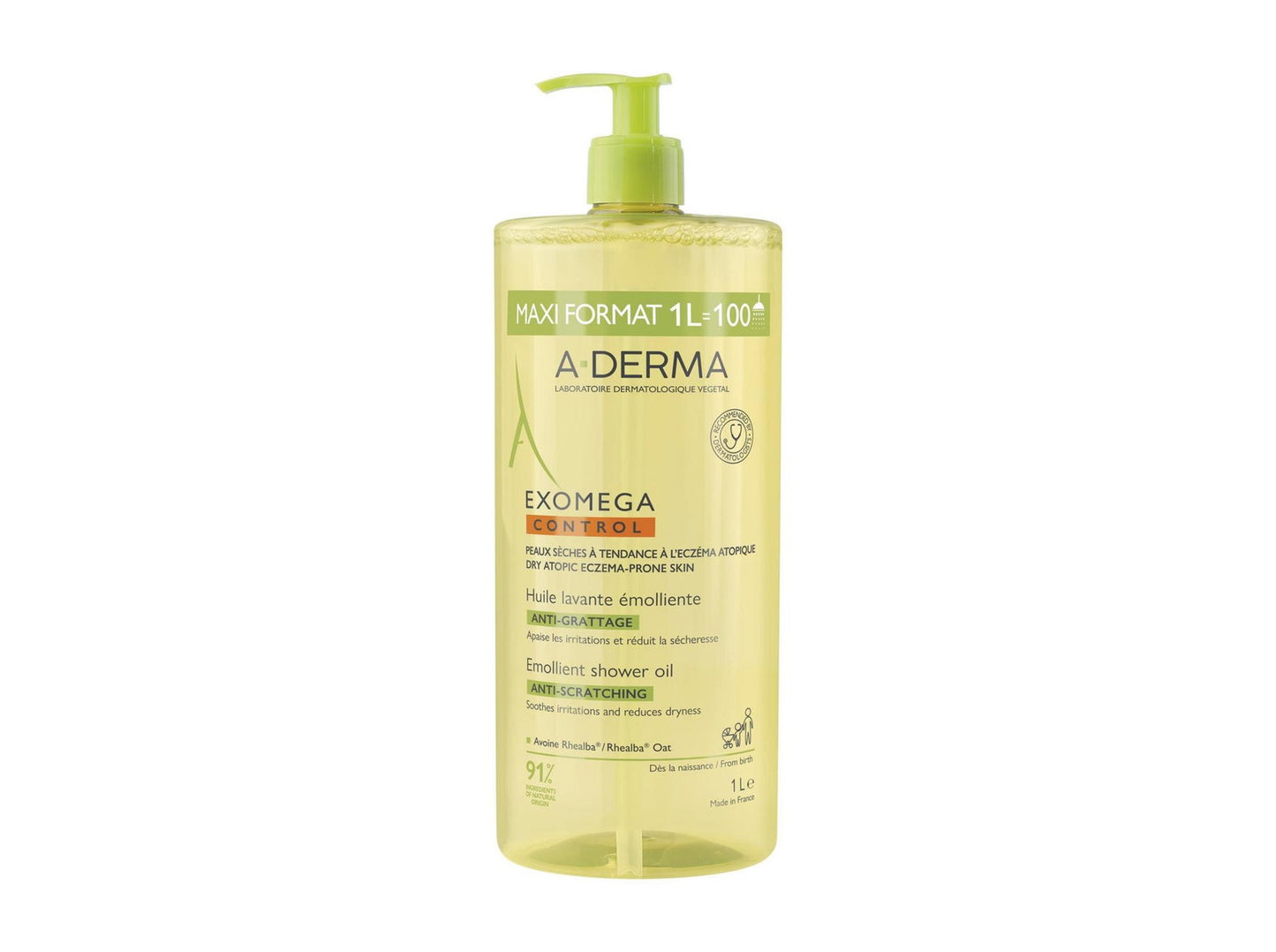 A-Derma A-Derma, Exomega Control, Duft, Emolliens, Duschöl, Körper, Für trockene Haut, 1000 ml Regular