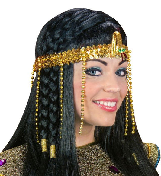 Ägyptisches Stirnband mit Perlen und Pailletten als Fasnachts-Accessoire