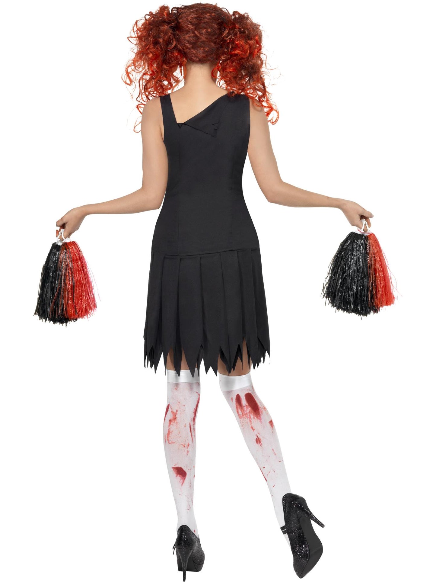 Smiffys ZOMBIE High School Horror Cheerleader Costume, Red & Blac CS für Damen
