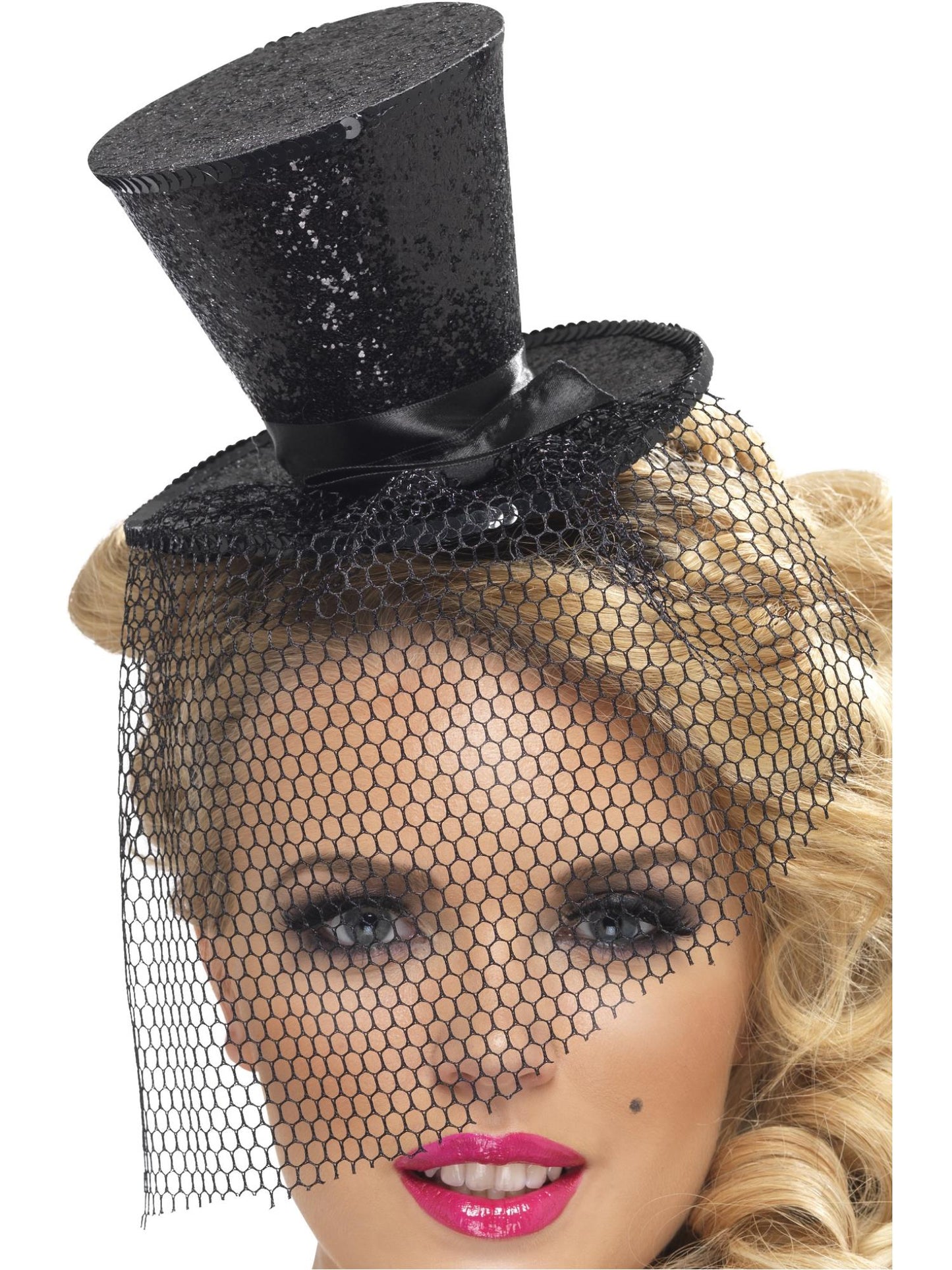 Smiffys Fever Mini Top Hat on Headband, Black für Damen