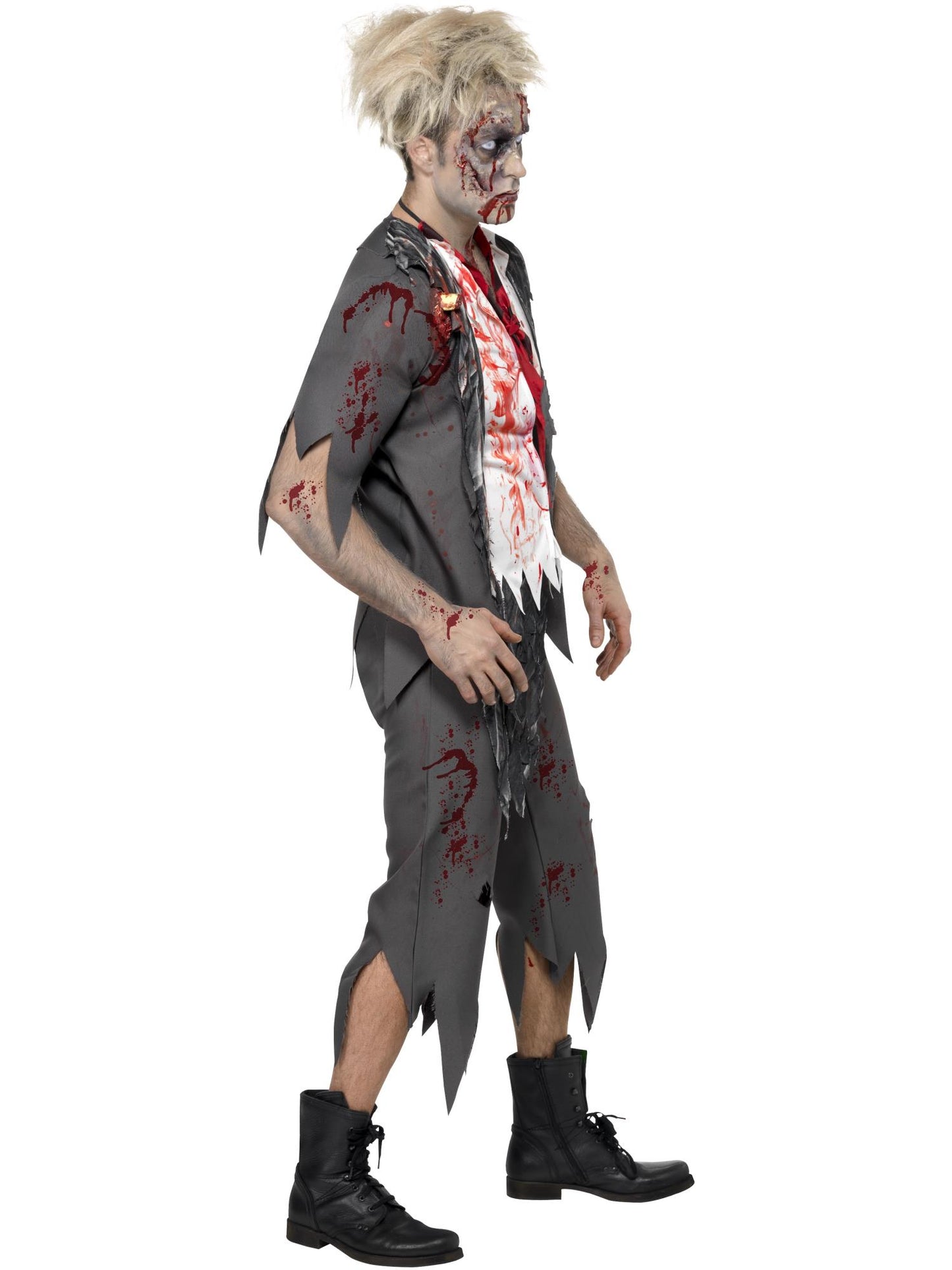 Smiffys High School Horror Zombie Schoolboy Costume, Grey CS für Herren