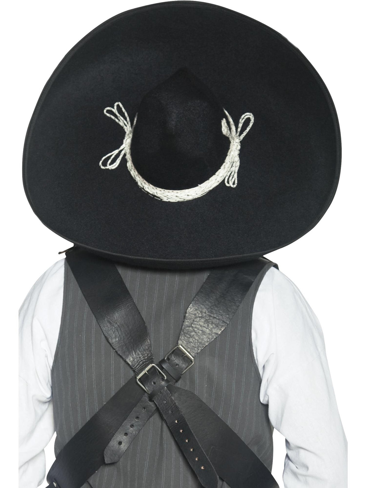 Schwarzer Smiffys Sombrero für Herren im mexikanischen Banditen-Stil – Detailansicht