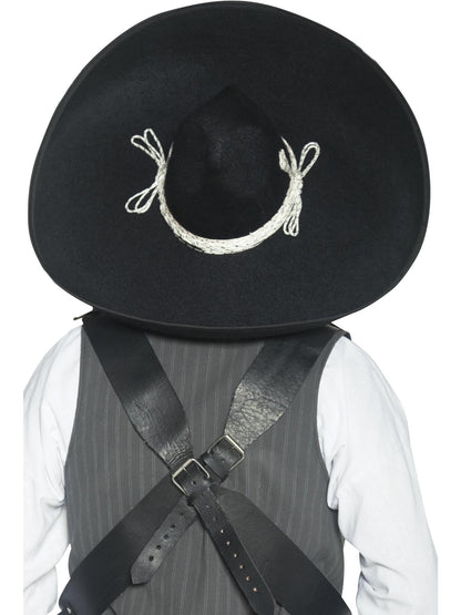 Schwarzer Smiffys Sombrero für Herren im mexikanischen Banditen-Stil – Detailansicht