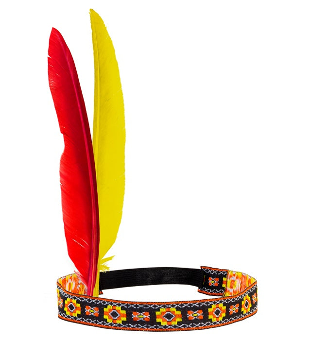 Indianerstirnband mit zwei Federn als Fasnacht-Accessoire