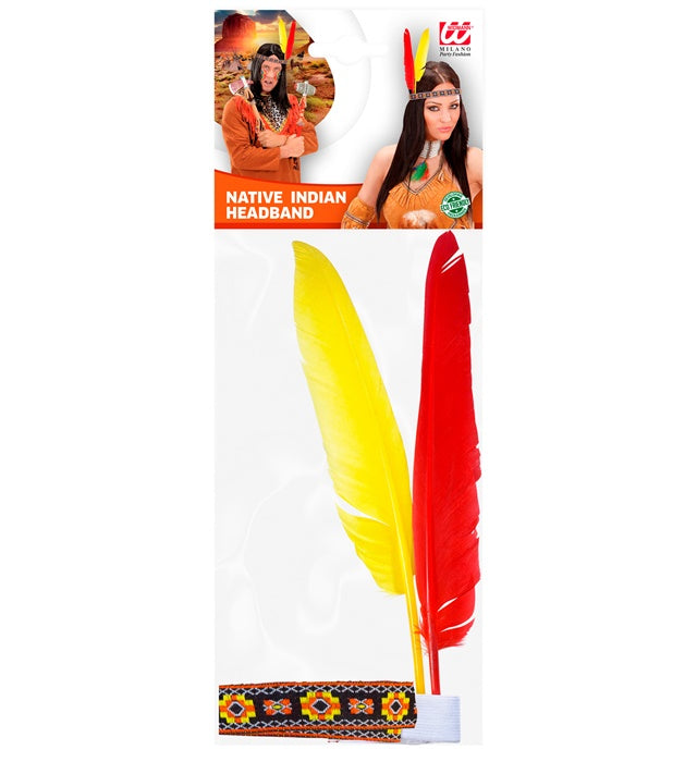 Indianerstirnband mit zwei Federn als Fasnacht-Accessoire