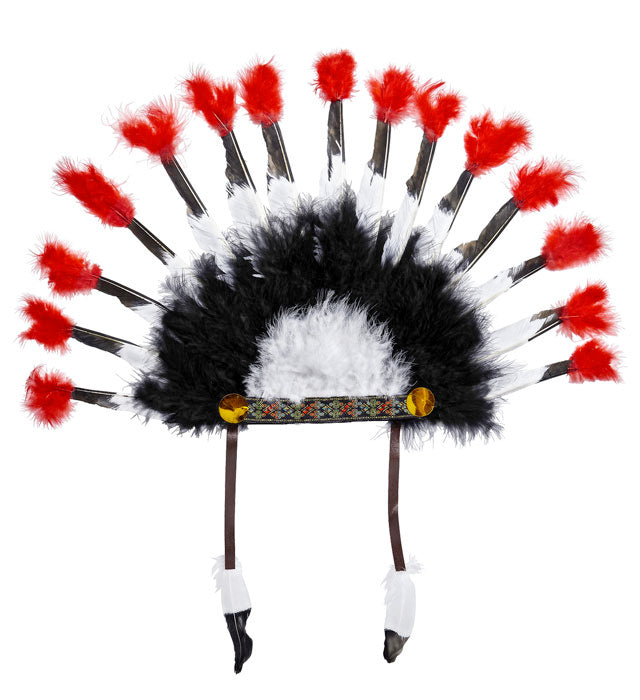 Indianer Feder Kopfschmuck mit bunten Federn für Fasnacht und Karneval
