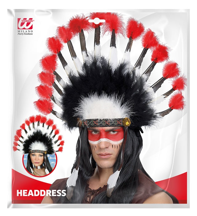 Indianer Feder Kopfschmuck mit bunten Federn für Fasnacht und Karneval