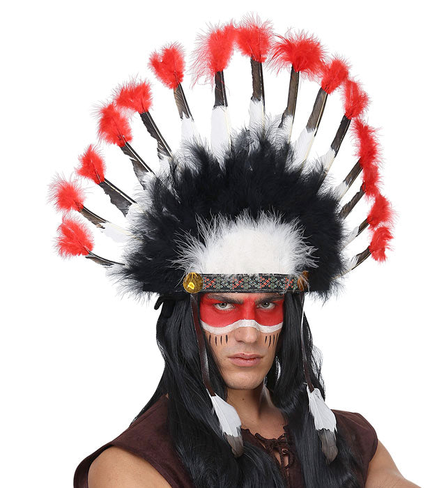 Indianer Feder Kopfschmuck mit bunten Federn für Fasnacht und Karneval