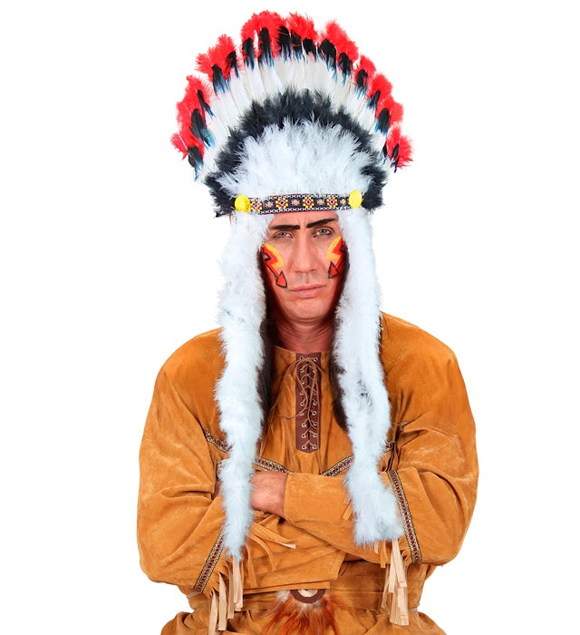 Indianerhaarschmuck Wilder Stier mit bunten Federn für Fasnacht und Karneval