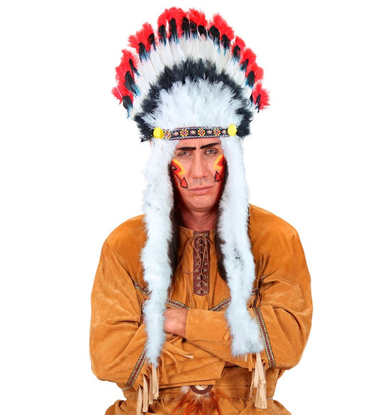 Indianerhaarschmuck Wilder Stier mit bunten Federn für Fasnacht und Karneval