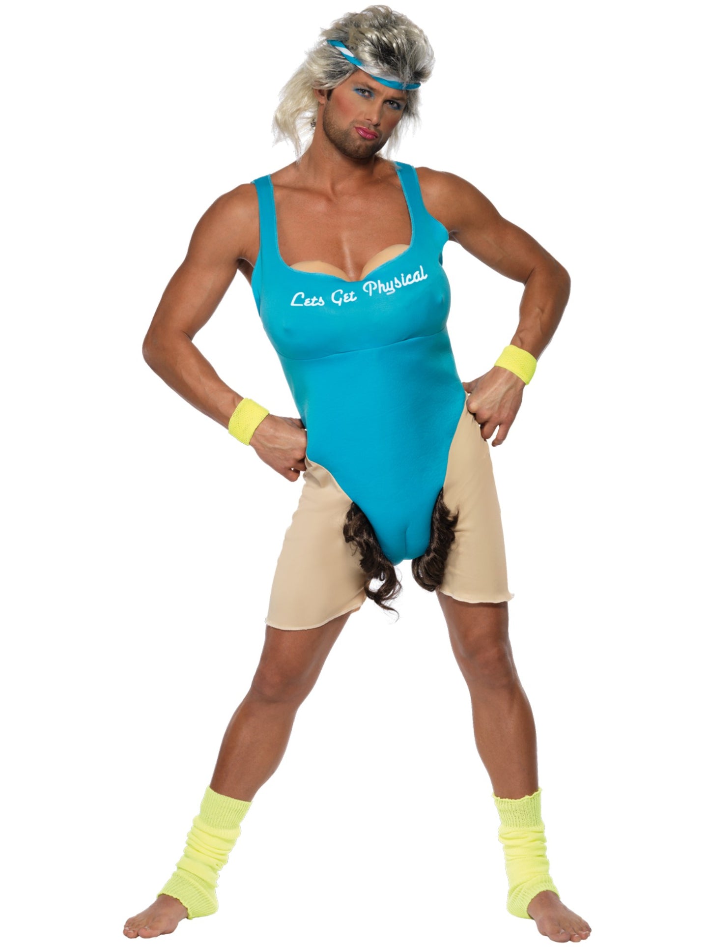 Smiffys COMEDY Lets Get Physical, Work Out Costume, Blue CS für Herren