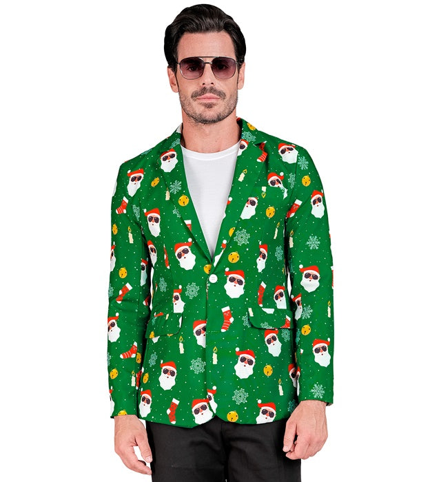 Rotes Weihnachtsmann-Jackett mit goldfarbenen Akzenten für Fasnacht und Weihnachtsfeiern