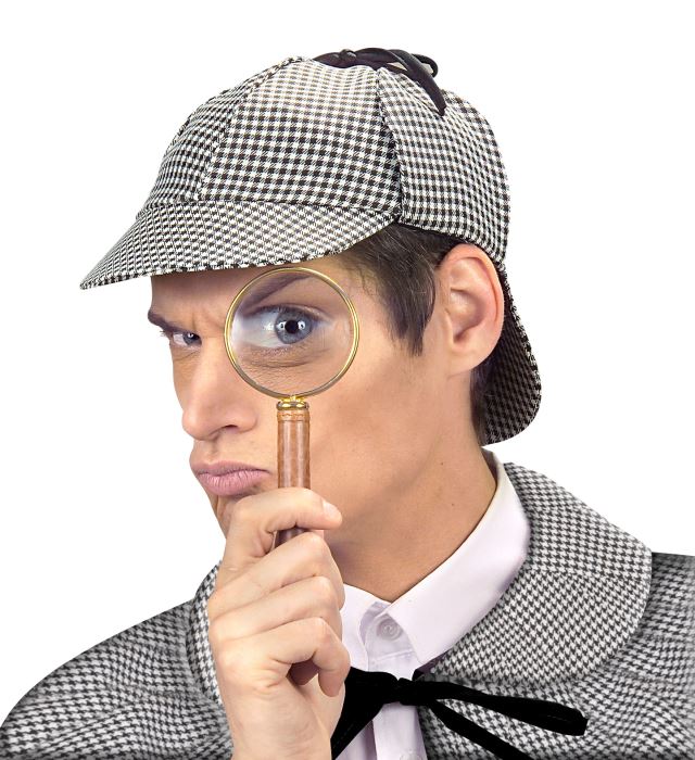 Klassischer Detektiv Hut mit kariertem Muster für Fasnacht