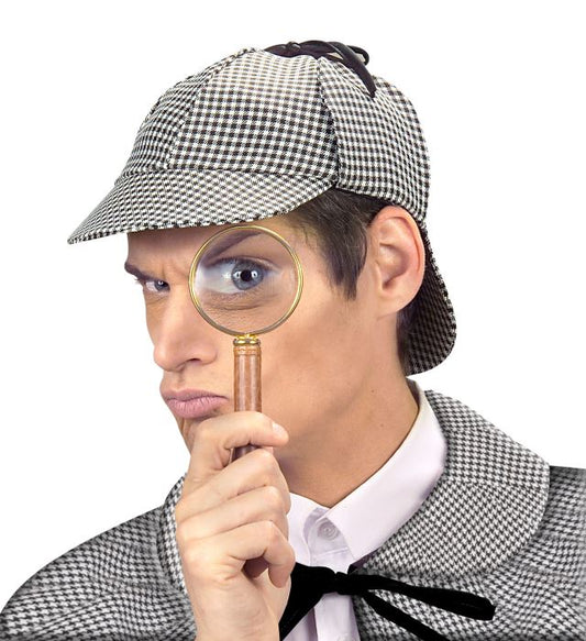 Klassischer Detektiv Hut mit kariertem Muster für Fasnacht