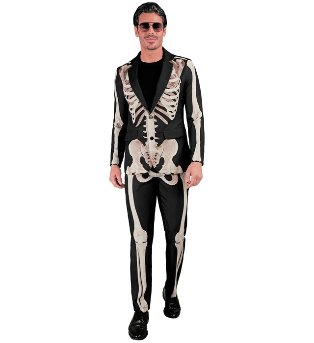 Skelett Party Fashion Anzug bestehend aus Jackett und Hose mit markantem Skelettmotiv
