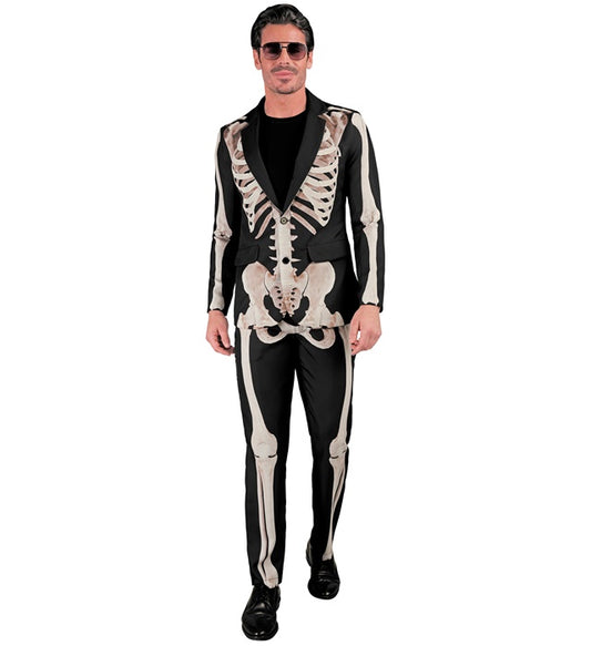 Skelett Party Fashion Anzug bestehend aus Jackett und Hose mit markantem Skelettmotiv
