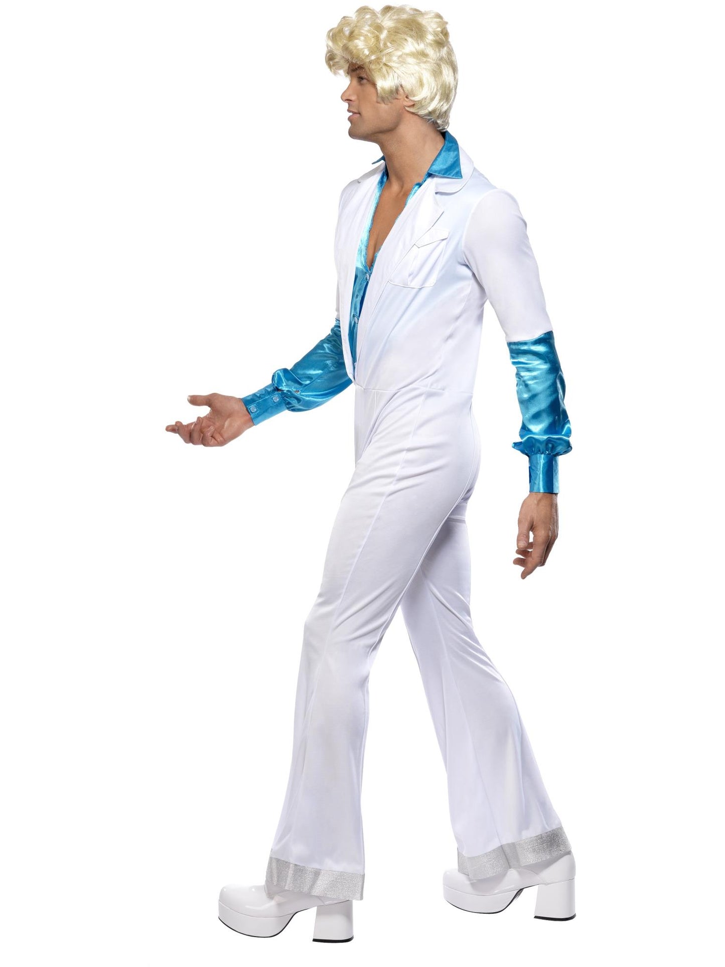 Smiffys Disco Man Costume, All in One, White CS für Herren