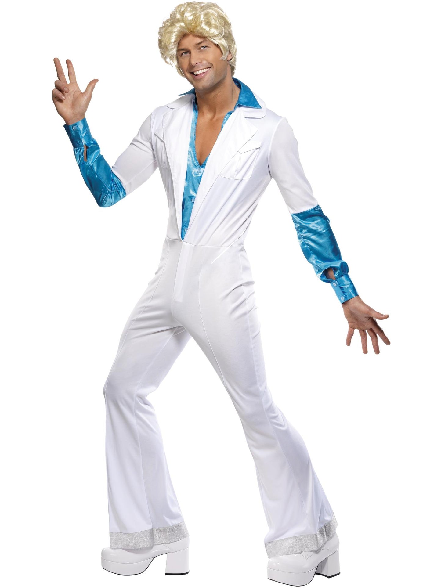 Smiffys Disco Man Costume, All in One, White CS für Herren