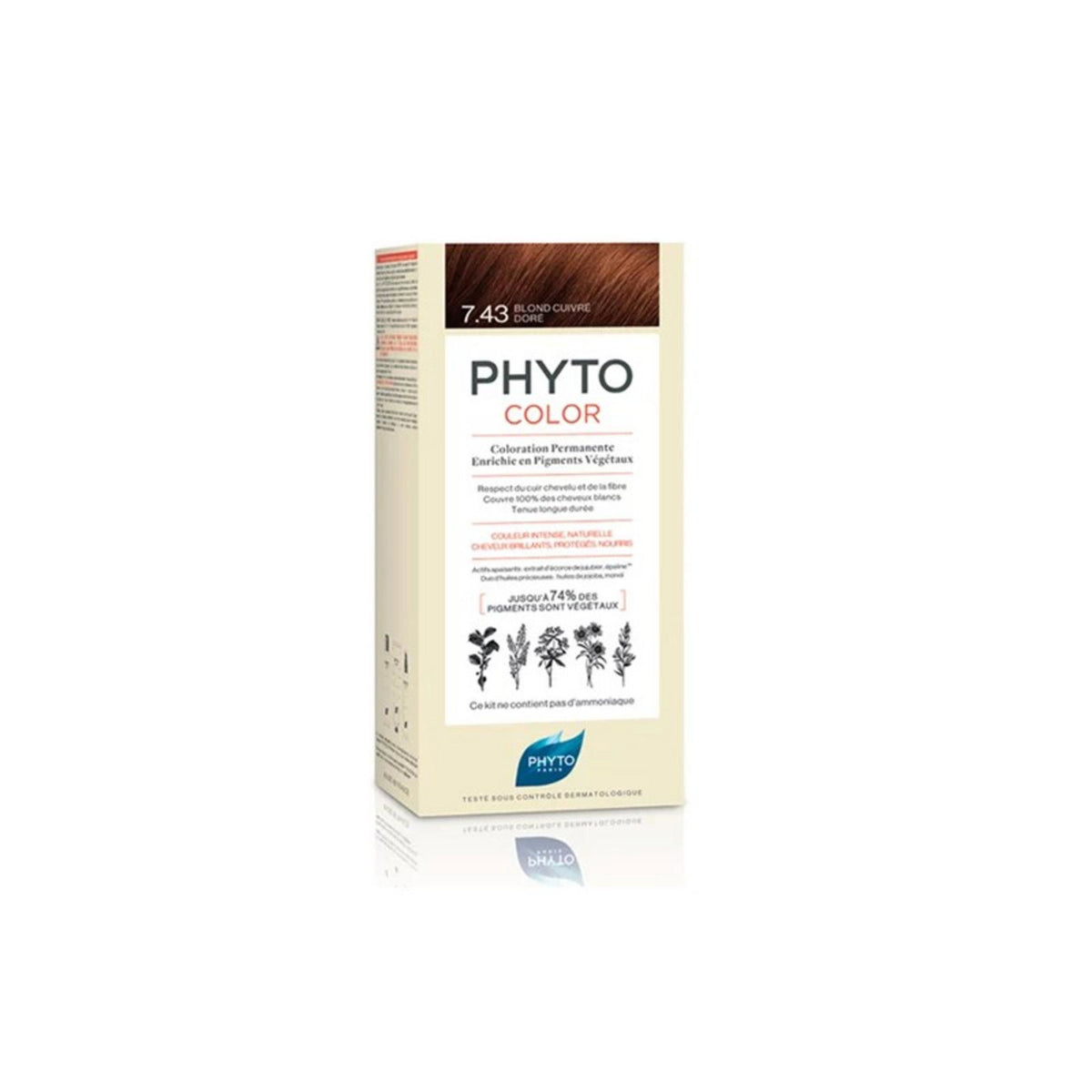 Phyto, Color Kit Coloration, Permanente Haarfarbe, 7.43 Copper, 50 ml