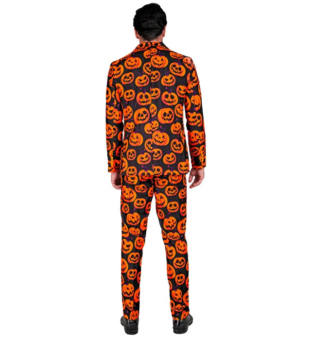 Kürbis Party Fashion Anzug mit Jackett und Hose, oranges Kürbisdesign