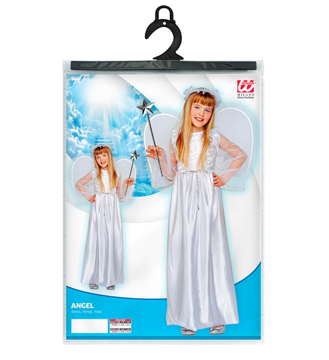 Engel Kostüm mit weißem Kleid, Flügeln und Heiligenschein