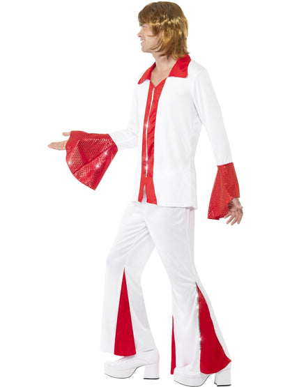 Smiffys DISCO Super Trooper Kostüm für Herren in Weiss und Rot – Seitenansicht